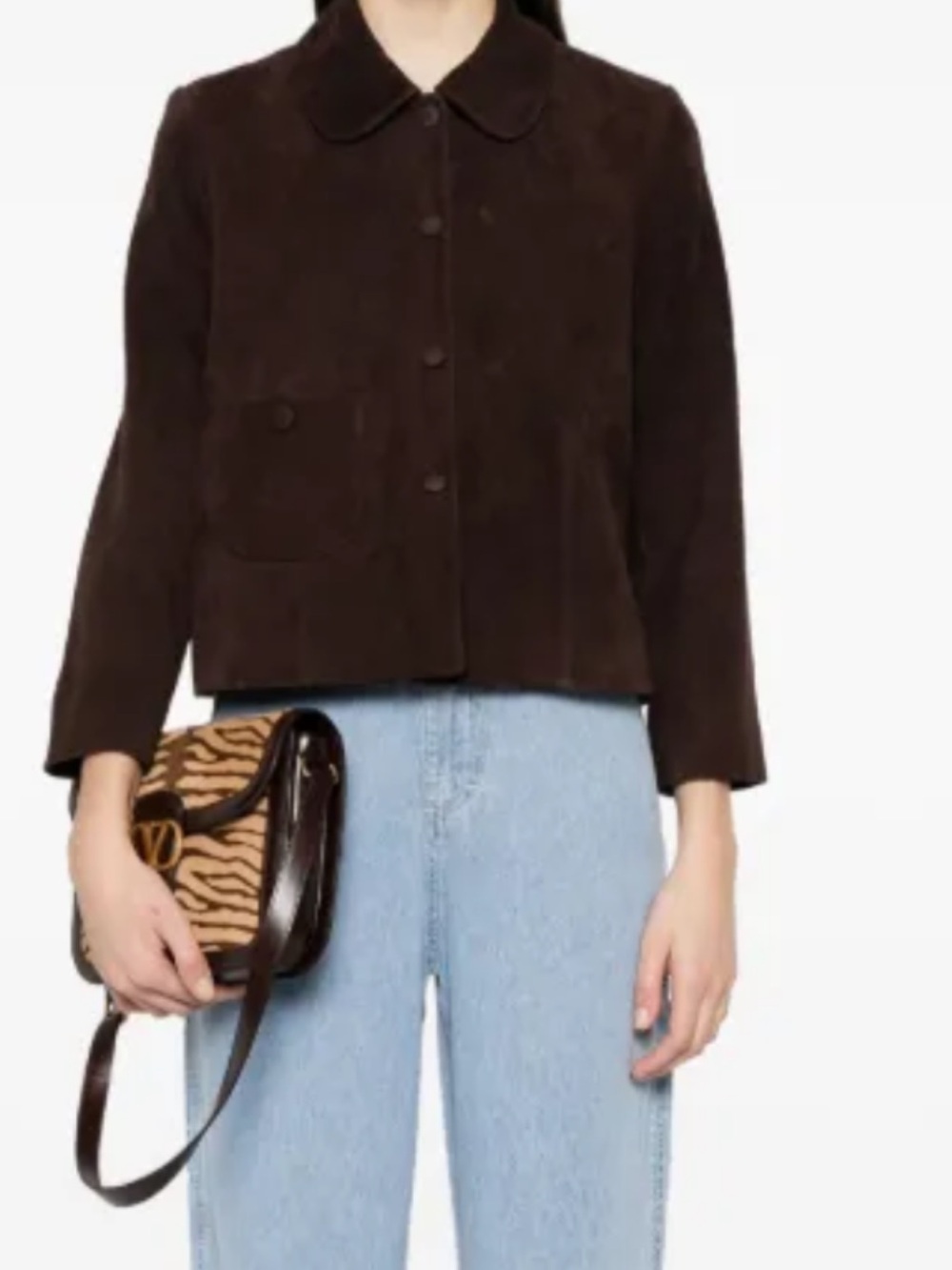 ba&sh Milas Dark Brown Suede Button-Front Jacket